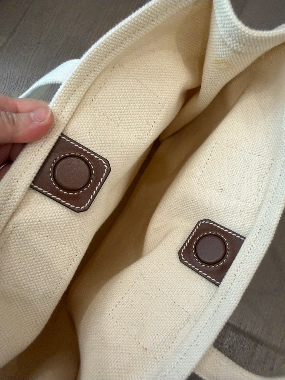 Bally Cream Canvas Tote with Brown Leather Accents - Picture 5 of 7
